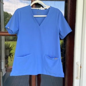 Figs Women's Light Blue V-Neck Top